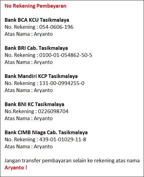 No rekening aryanto